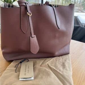 Burberry large leather tote with a dust bag